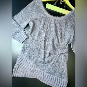 Deletta Slate Blue Lace Side Bunched Blouse Size Medium EUC